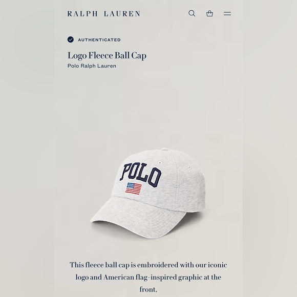 Polo Ralph Lauren American Flag Gray Fleece Baseball Cap Snap Back Unisex Adult - Picture 8 of 8